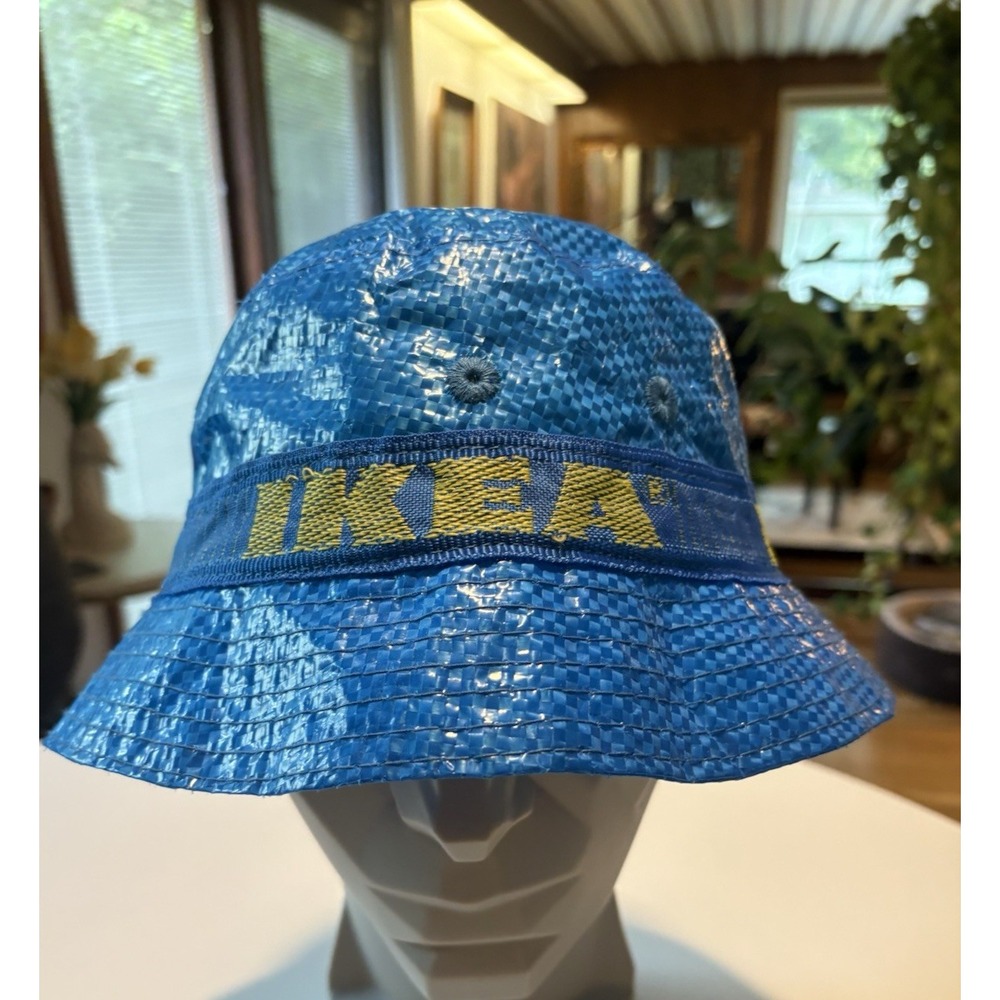 IKEA FRAKTA Blue Bucket Hat Logo Streetwear Hypebeast Y2K Festival Cap Bold